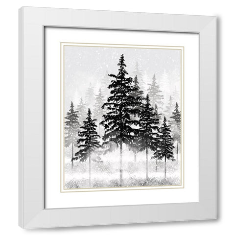 Misty Pines 1 White Modern Wood Framed Art Print with Double Matting by Hogan, Melody