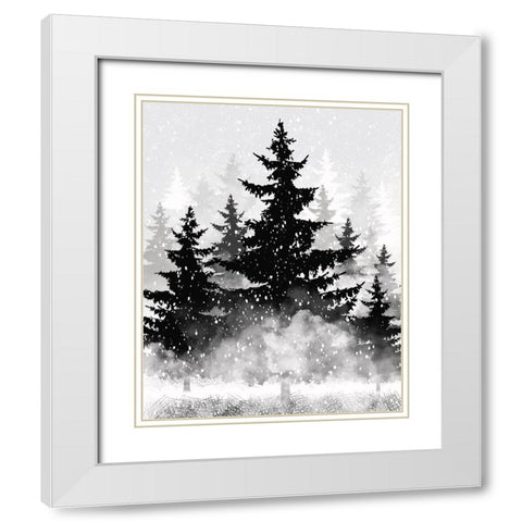 Misty Pines 2 White Modern Wood Framed Art Print with Double Matting by Hogan, Melody
