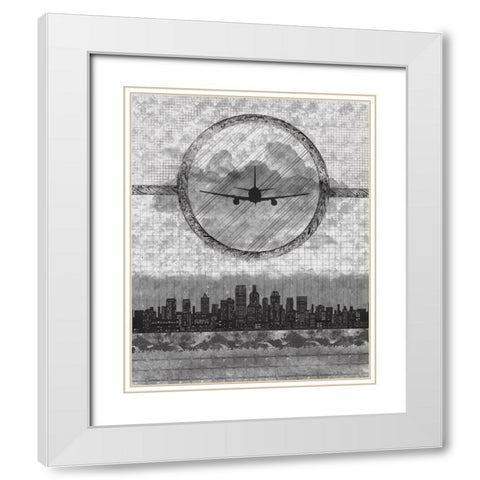 Skyline Airline 1 White Modern Wood Framed Art Print with Double Matting by Hogan, Melody