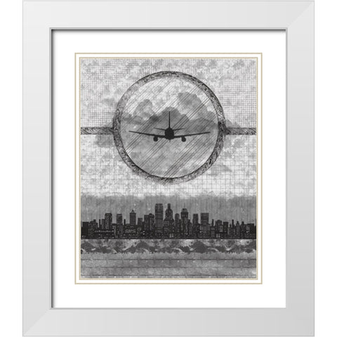 Skyline Airline 1 White Modern Wood Framed Art Print with Double Matting by Hogan, Melody