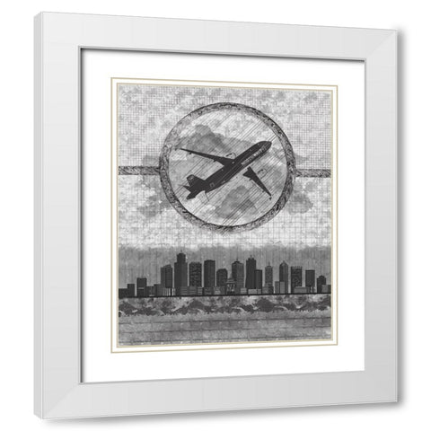 Skyline Airline 2 White Modern Wood Framed Art Print with Double Matting by Hogan, Melody