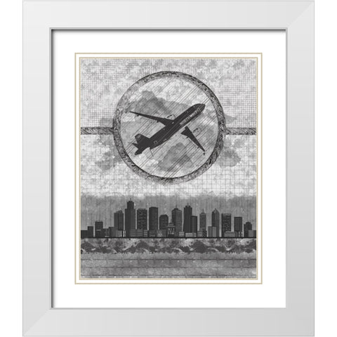 Skyline Airline 2 White Modern Wood Framed Art Print with Double Matting by Hogan, Melody