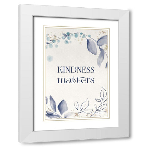 Blue Botanical Blessings 3 White Modern Wood Framed Art Print with Double Matting by Hogan, Melody