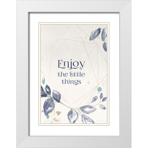 Blue Botanical Blessings 6 White Modern Wood Framed Art Print with Double Matting by Hogan, Melody