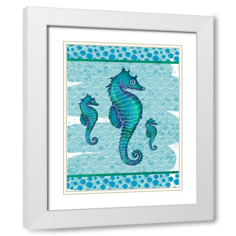 Watercolor Seahorse White Modern Wood Framed Art Print with Double Matting by Hogan, Melody