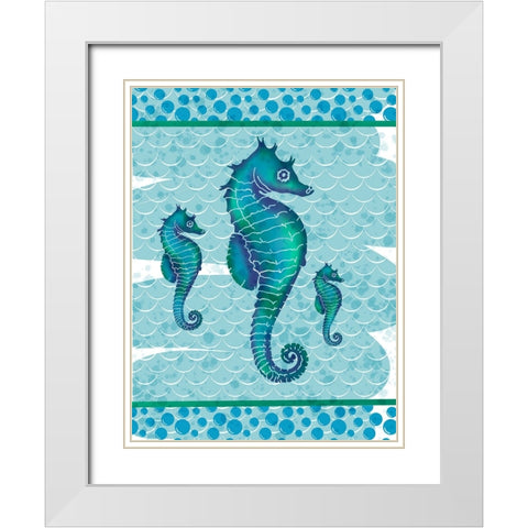 Watercolor Seahorse White Modern Wood Framed Art Print with Double Matting by Hogan, Melody