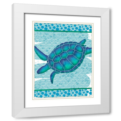 Watercolor Turtle White Modern Wood Framed Art Print with Double Matting by Hogan, Melody