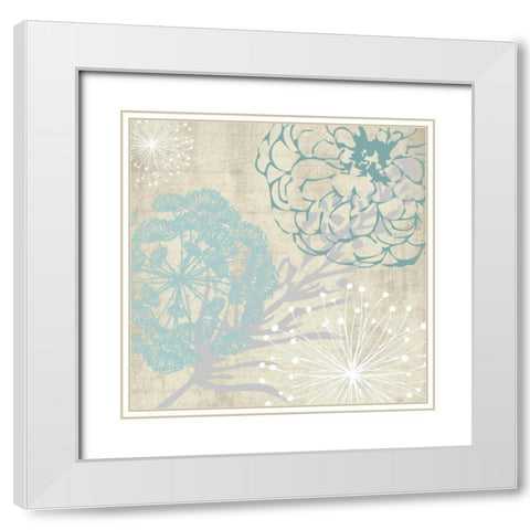 Transitional Floral Soft 3 White Modern Wood Framed Art Print with Double Matting by Hogan, Melody