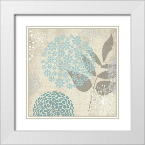 Transitional Floral Soft 5 White Modern Wood Framed Art Print with Double Matting by Hogan, Melody