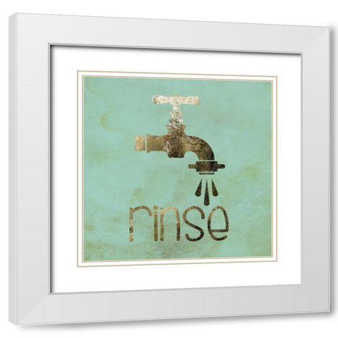 Mint Glitz Bath 2 White Modern Wood Framed Art Print with Double Matting by Hogan, Melody