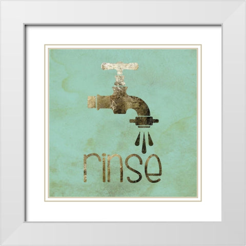 Mint Glitz Bath 2 White Modern Wood Framed Art Print with Double Matting by Hogan, Melody