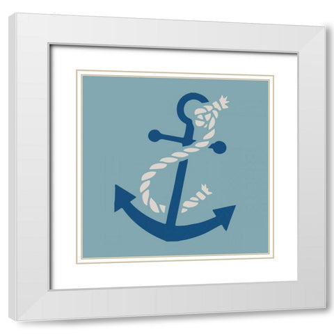Saphire Anchor White Modern Wood Framed Art Print with Double Matting by Hogan, Melody