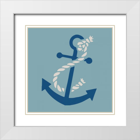 Saphire Anchor White Modern Wood Framed Art Print with Double Matting by Hogan, Melody