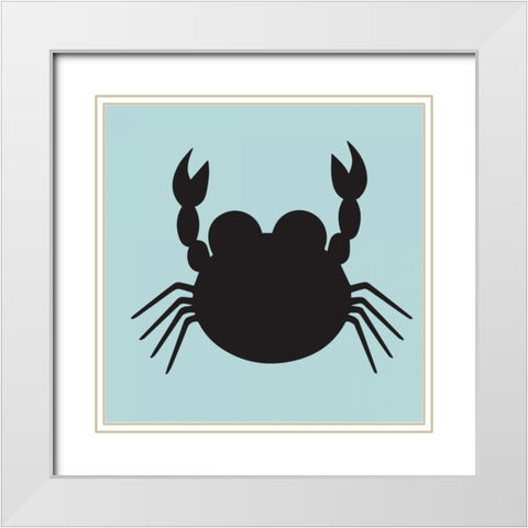 Crab Cutout White Modern Wood Framed Art Print with Double Matting by Hogan, Melody