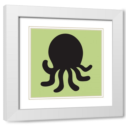 Octopus Cutout White Modern Wood Framed Art Print with Double Matting by Hogan, Melody