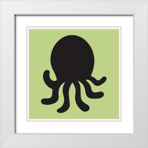 Octopus Cutout White Modern Wood Framed Art Print with Double Matting by Hogan, Melody
