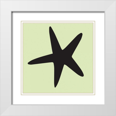 Starfish Cutout White Modern Wood Framed Art Print with Double Matting by Hogan, Melody