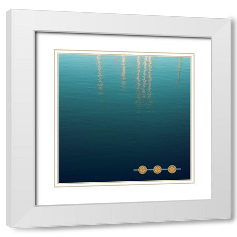 By the Sea Saffron Teal 2 White Modern Wood Framed Art Print with Double Matting by Hogan, Melody