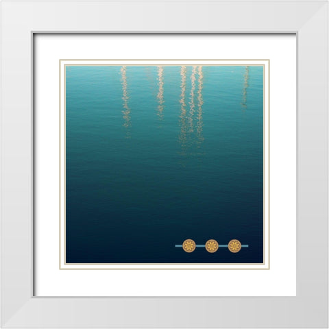 By the Sea Saffron Teal 2 White Modern Wood Framed Art Print with Double Matting by Hogan, Melody
