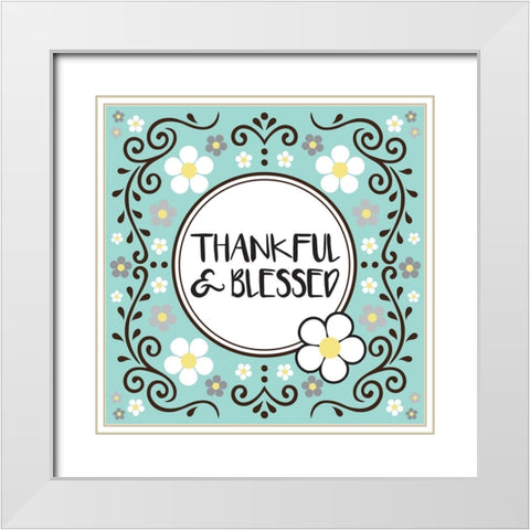 Whimsical Blessed White Modern Wood Framed Art Print with Double Matting by Hogan, Melody