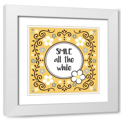 Whimsical Smile White Modern Wood Framed Art Print with Double Matting by Hogan, Melody