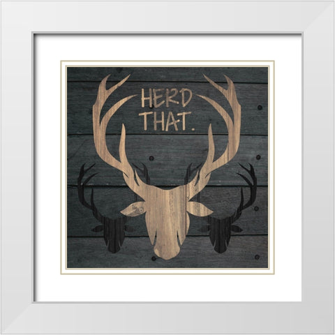 Deer Wood 02 White Modern Wood Framed Art Print with Double Matting by Hogan, Melody