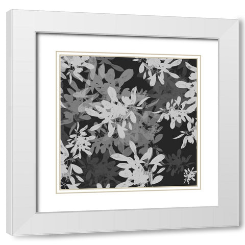 Folliage Dark 1 White Modern Wood Framed Art Print with Double Matting by Hogan, Melody
