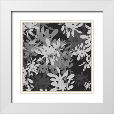 Folliage Dark 1 White Modern Wood Framed Art Print with Double Matting by Hogan, Melody