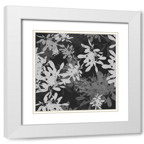 Foliage Dark 2 White Modern Wood Framed Art Print with Double Matting by Hogan, Melody
