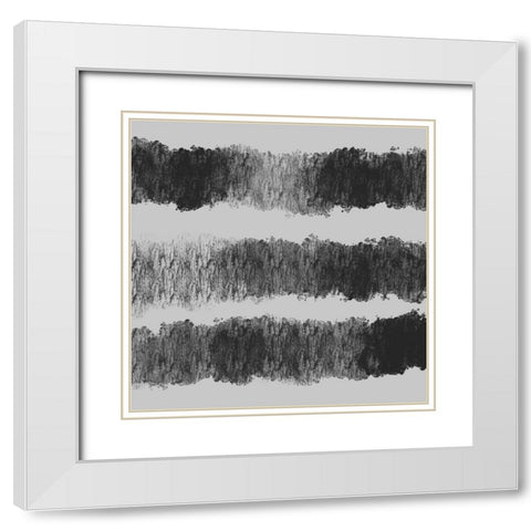 Graphite Stripes Dark White Modern Wood Framed Art Print with Double Matting by Hogan, Melody