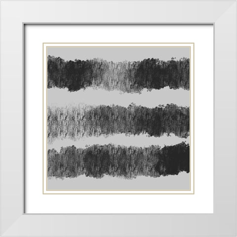 Graphite Stripes Dark White Modern Wood Framed Art Print with Double Matting by Hogan, Melody