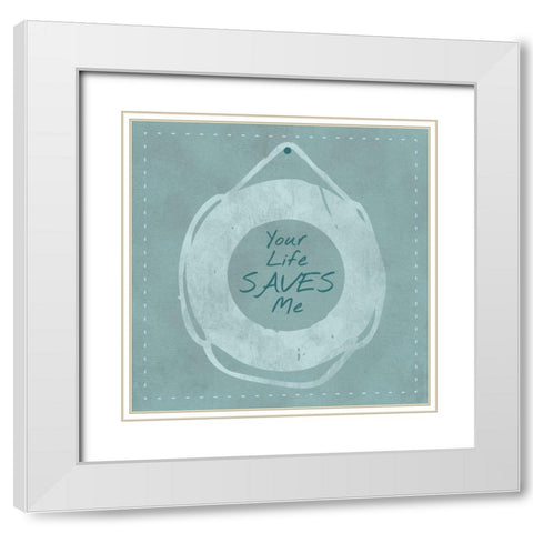 Lifesaver White Modern Wood Framed Art Print with Double Matting by Hogan, Melody