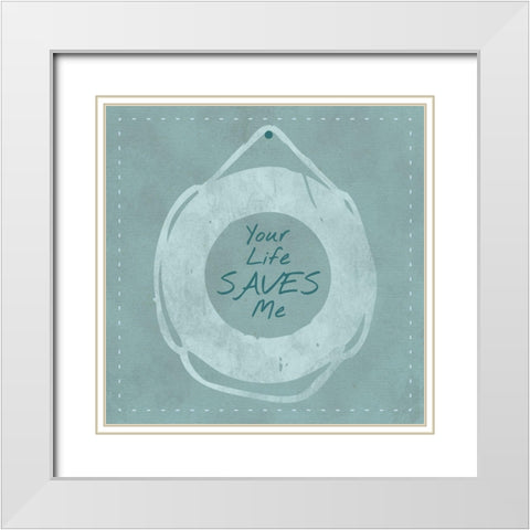 Lifesaver White Modern Wood Framed Art Print with Double Matting by Hogan, Melody