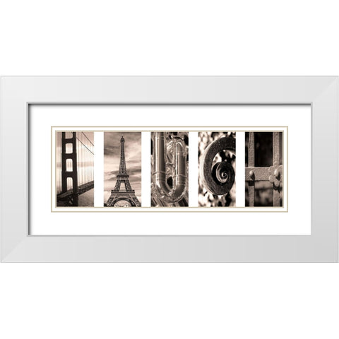 Laugh Collage 1 White Modern Wood Framed Art Print with Double Matting by Prime, Marcus