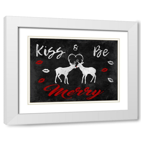 Merry Kissmas White Modern Wood Framed Art Print with Double Matting by Prime, Marcus