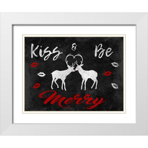 Merry Kissmas White Modern Wood Framed Art Print with Double Matting by Prime, Marcus