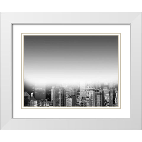 Misty City 1 White Modern Wood Framed Art Print with Double Matting by Prime, Marcus