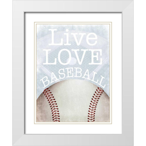 Baseball Love White Modern Wood Framed Art Print with Double Matting by Prime, Marcus