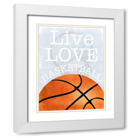 Basketball Love White Modern Wood Framed Art Print with Double Matting by Prime, Marcus