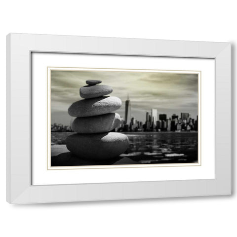 Stonely Gaze White Modern Wood Framed Art Print with Double Matting by Prime, Marcus