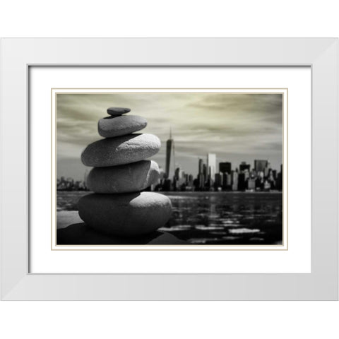 Stonely Gaze White Modern Wood Framed Art Print with Double Matting by Prime, Marcus