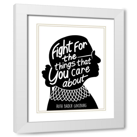 Caring Fight White Modern Wood Framed Art Print with Double Matting by Prime, Marcus