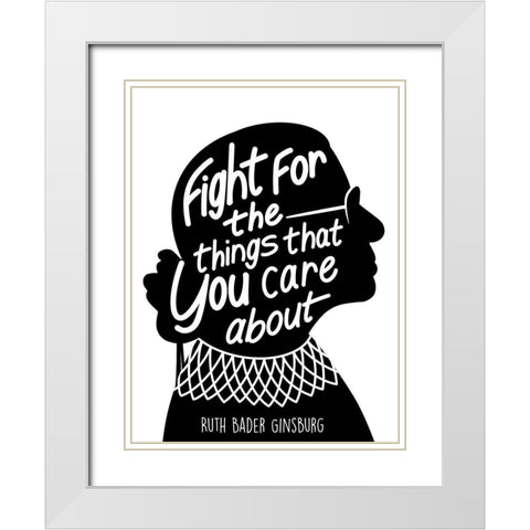 Caring Fight White Modern Wood Framed Art Print with Double Matting by Prime, Marcus