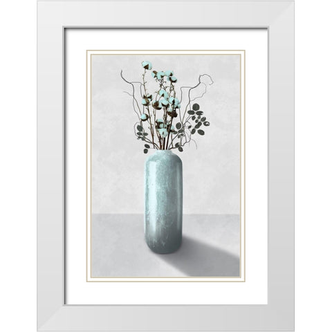 Cotton Bouquet 2 White Modern Wood Framed Art Print with Double Matting by Prime, Marcus