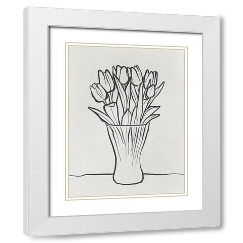 Illustrated Vase White Modern Wood Framed Art Print with Double Matting by Prime, Marcus