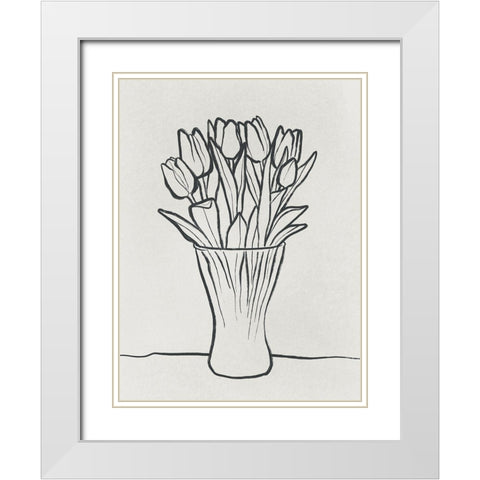 Illustrated Vase White Modern Wood Framed Art Print with Double Matting by Prime, Marcus