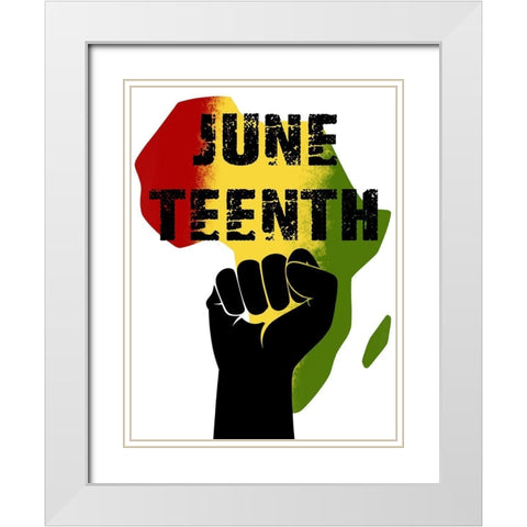 Juneteenth Pride White Modern Wood Framed Art Print with Double Matting by Prime, Marcus