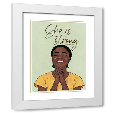 Strong Woman White Modern Wood Framed Art Print with Double Matting by Prime, Marcus