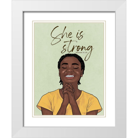 Strong Woman White Modern Wood Framed Art Print with Double Matting by Prime, Marcus