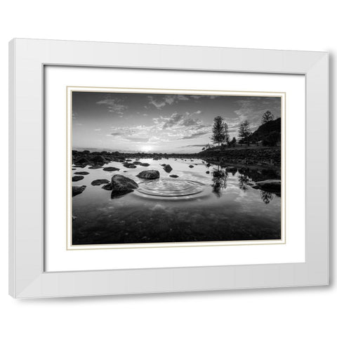 Radiating Ripples White Modern Wood Framed Art Print with Double Matting by Prime, Marcus